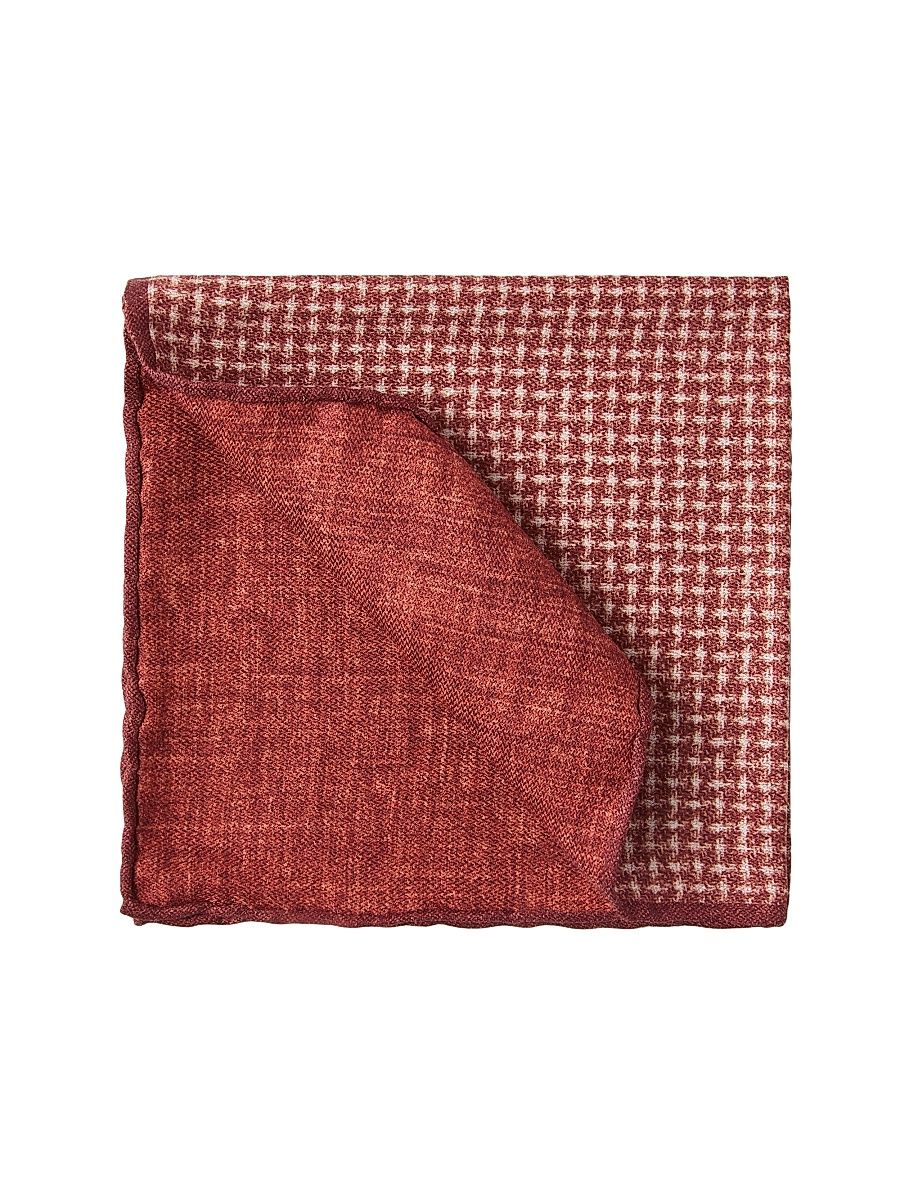 Men's Silk Pocket Square with Weave Design - Orange