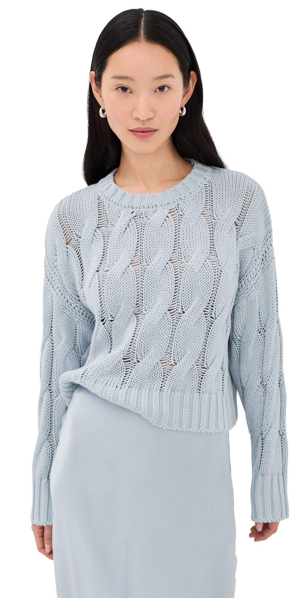 Sablyn Tristan D Crewneck Cable Pullover Whisper XS