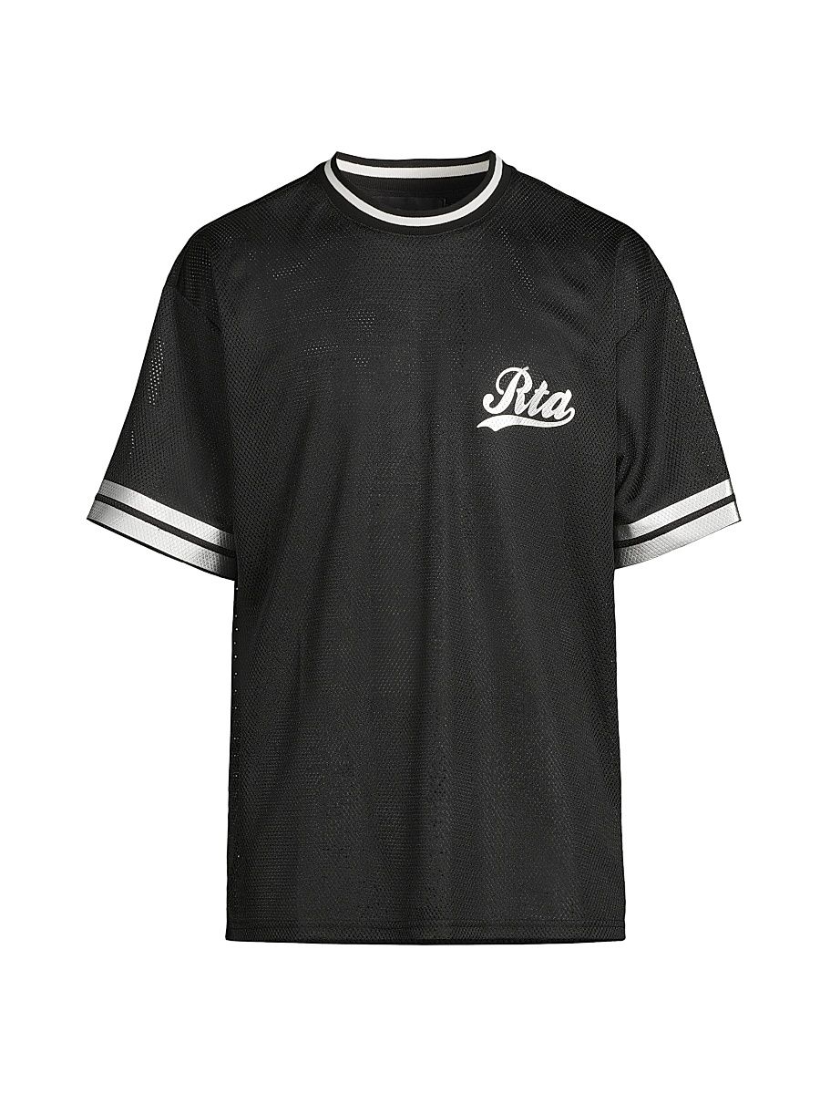 Men's Colin Logo Knit T-Shirt - Black With Silver Foil - Size Large