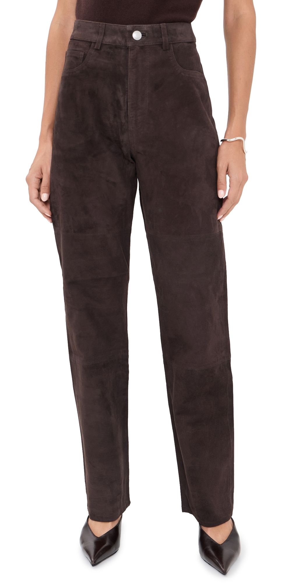 DL1961 Dakota Slim Straight Suede Pants Tobacco Suede 25