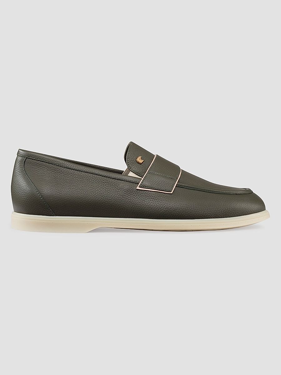 Men's Calfskin Leather Loafers - Green - Size 12