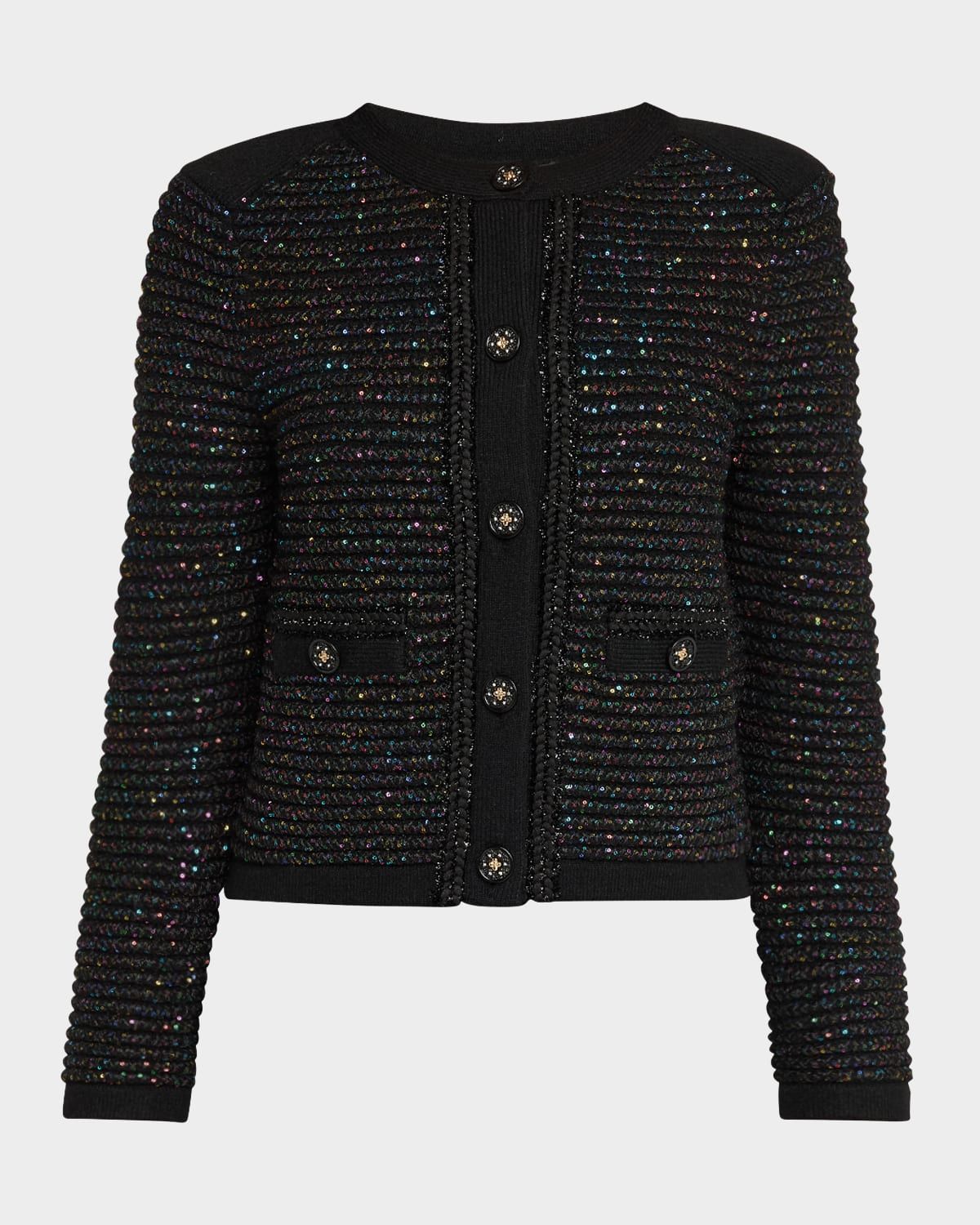 Sequin Textured-Knit Cardigan Jacket