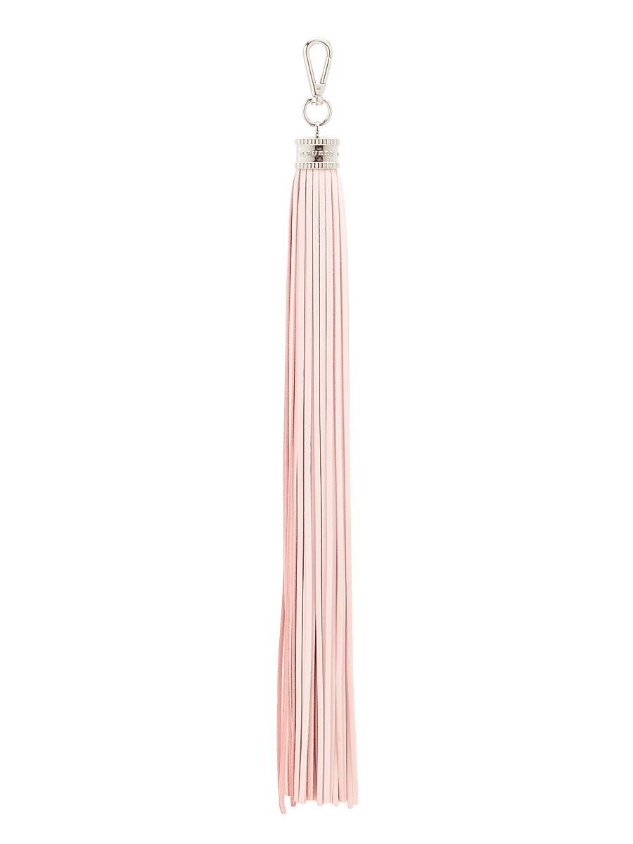 Women's Leather Tassel Charm - Rose Silver