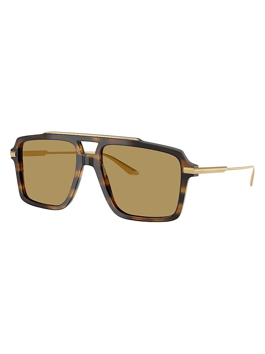 Men's 56MM Aviator Sunglasses - Brown