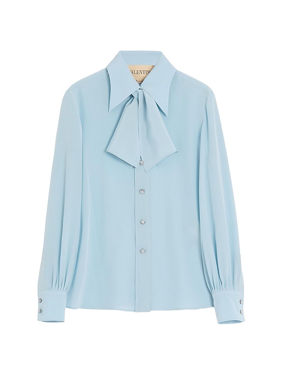 Women's Crepe De Chine Shirt - Sky Blue - Size 8