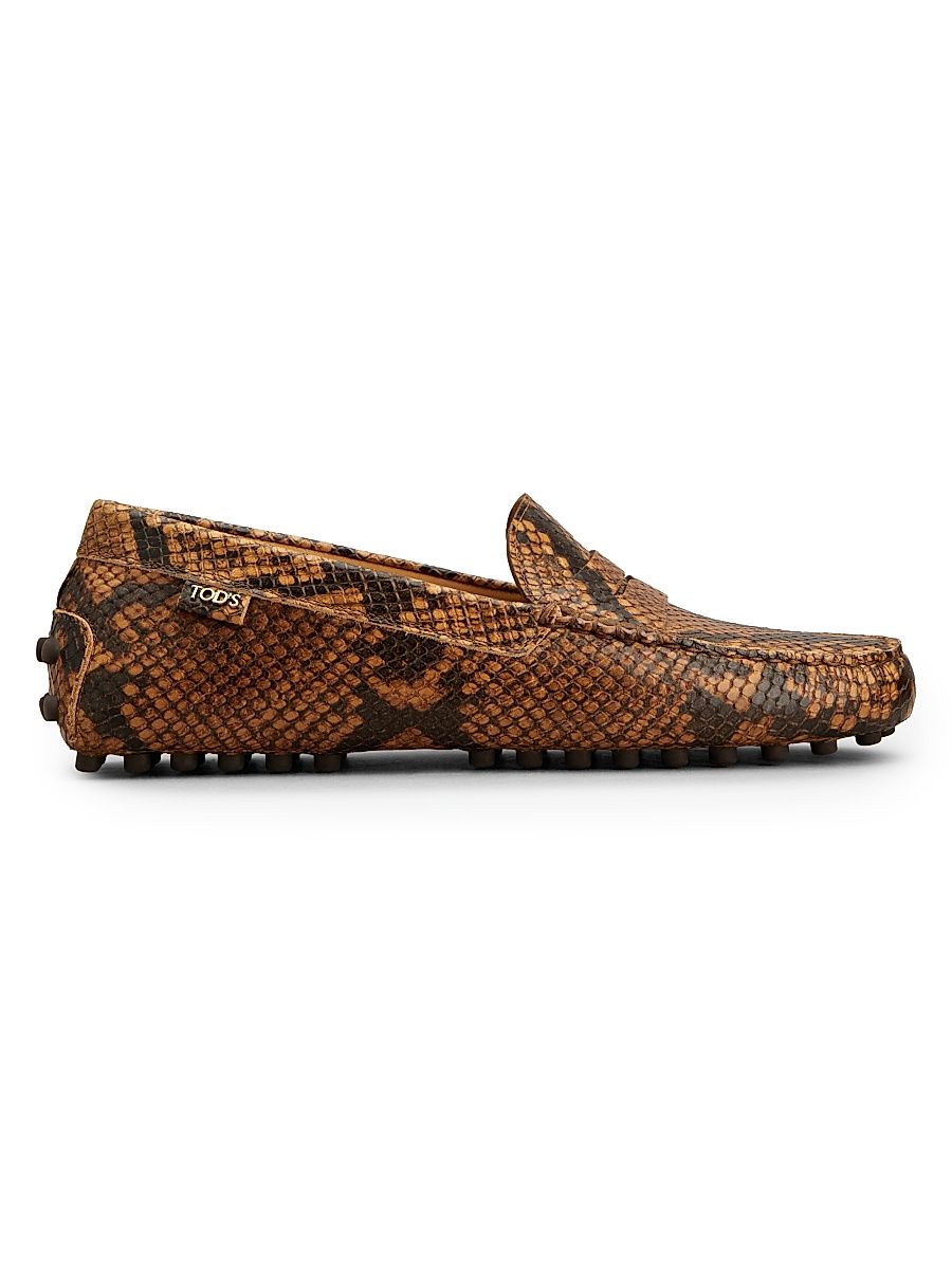 Women's Gommino Snakeskin-Print Leather Driving Loafers - Biscotto Chiaro - Size 9