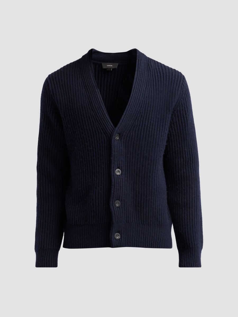 Vince Men's Winter Rib-Knit Cardigan - Coastal - Size Large
