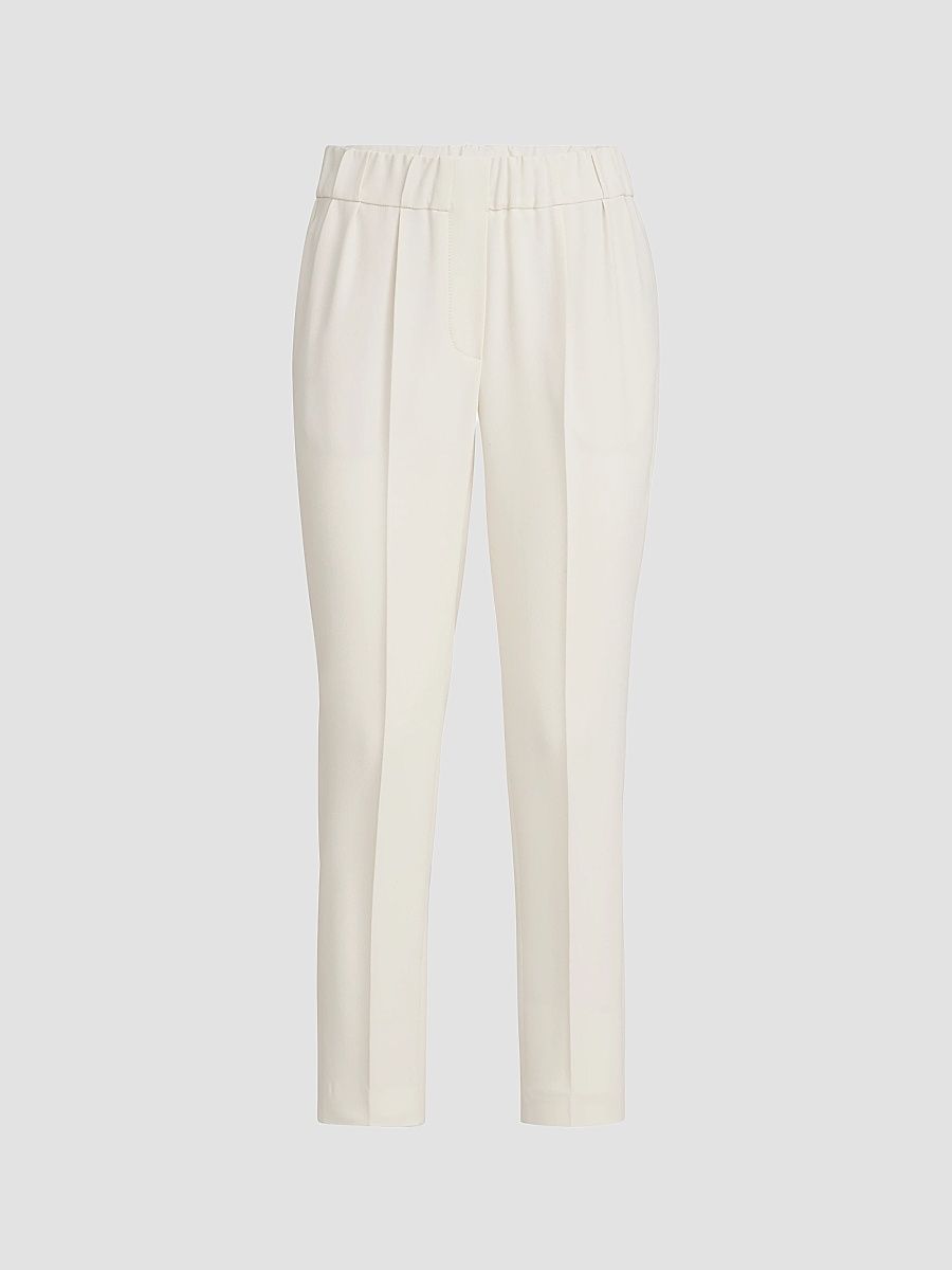 Brunello Cucinelli Women's Silk and Acetate Crêpe Cady Tailored Jogger Trousers - Off White - Size 16