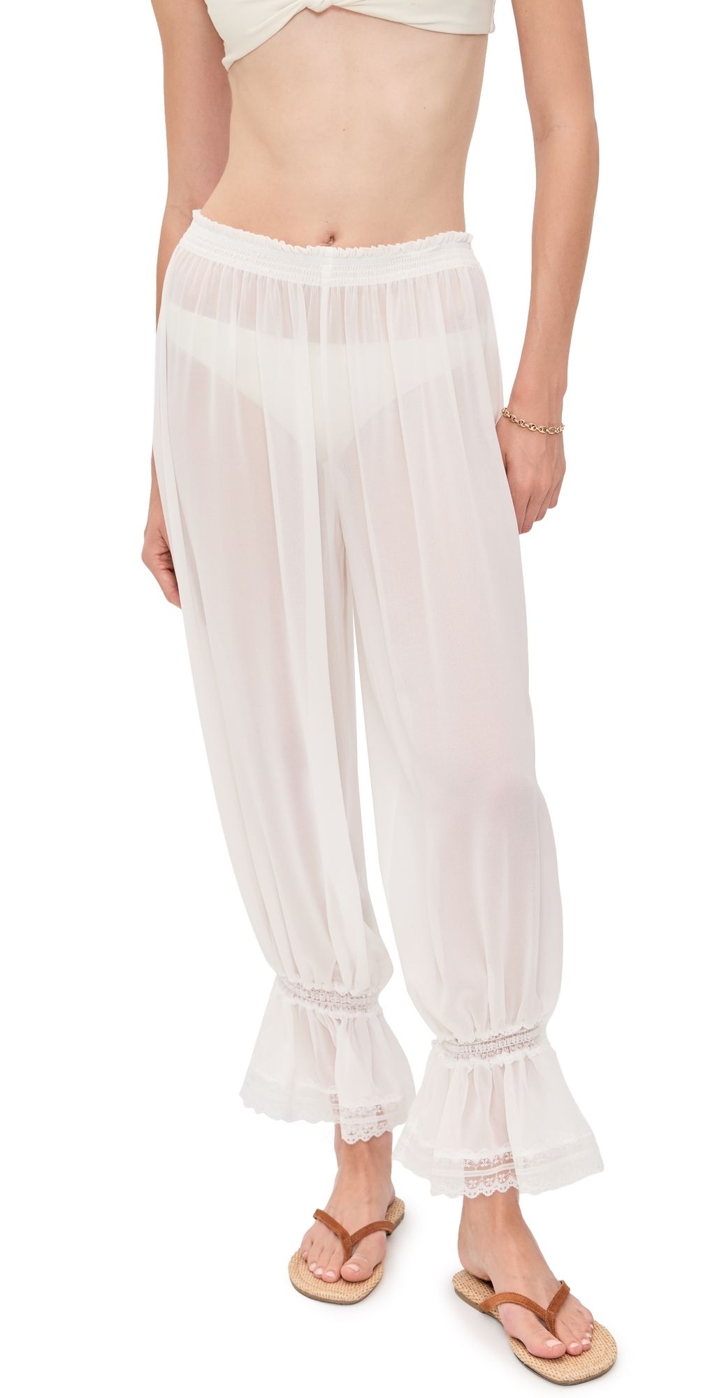 CAROLINE CONSTAS Luella Lace Trimmed Pants White M