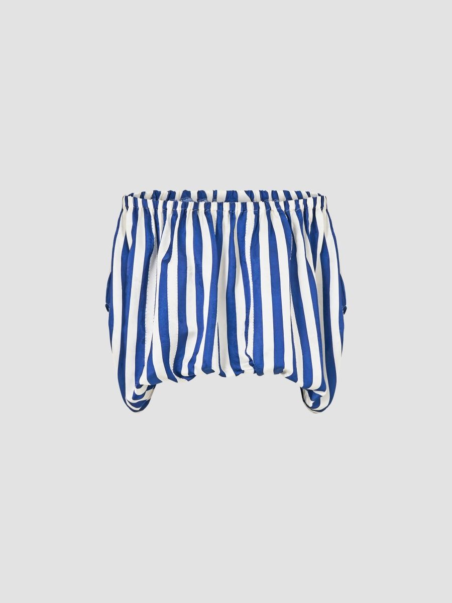 Camilla Women's Striped Off-the-Shoulder Top - Blue - Size Medium