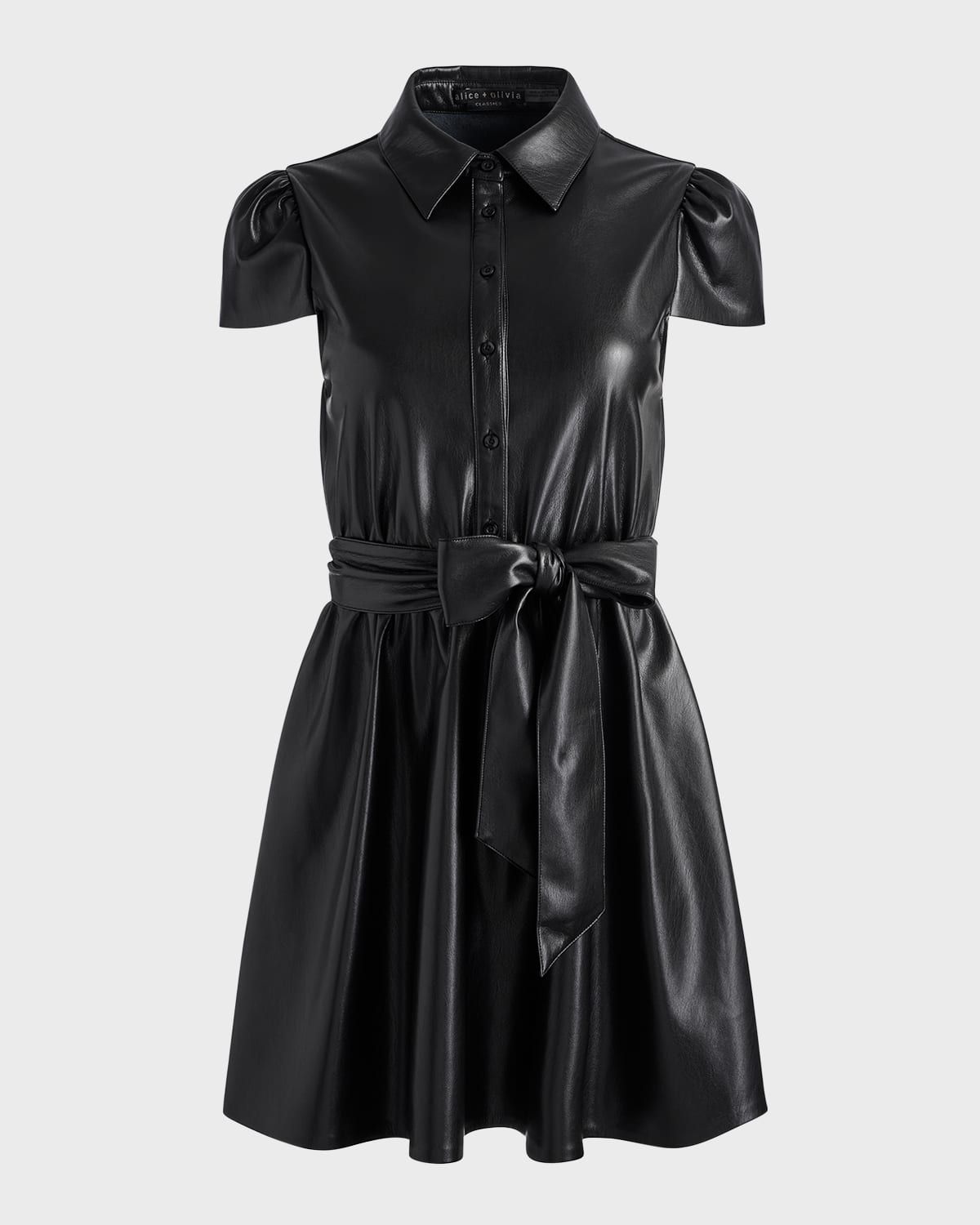 Carolyn Vegan Leather Mini Shirtdress