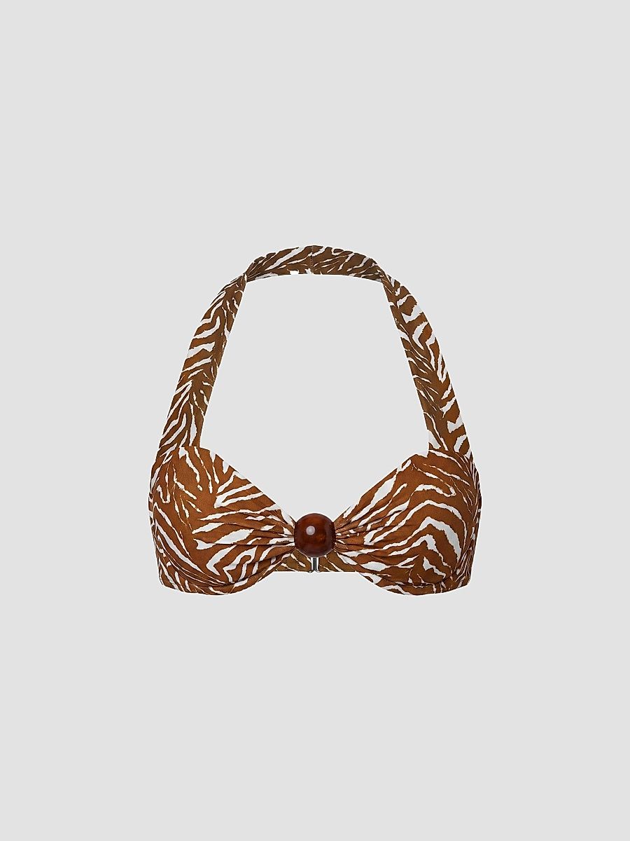 Women's Sirena Halter Bikini Top - Abstract Animal - Size Large