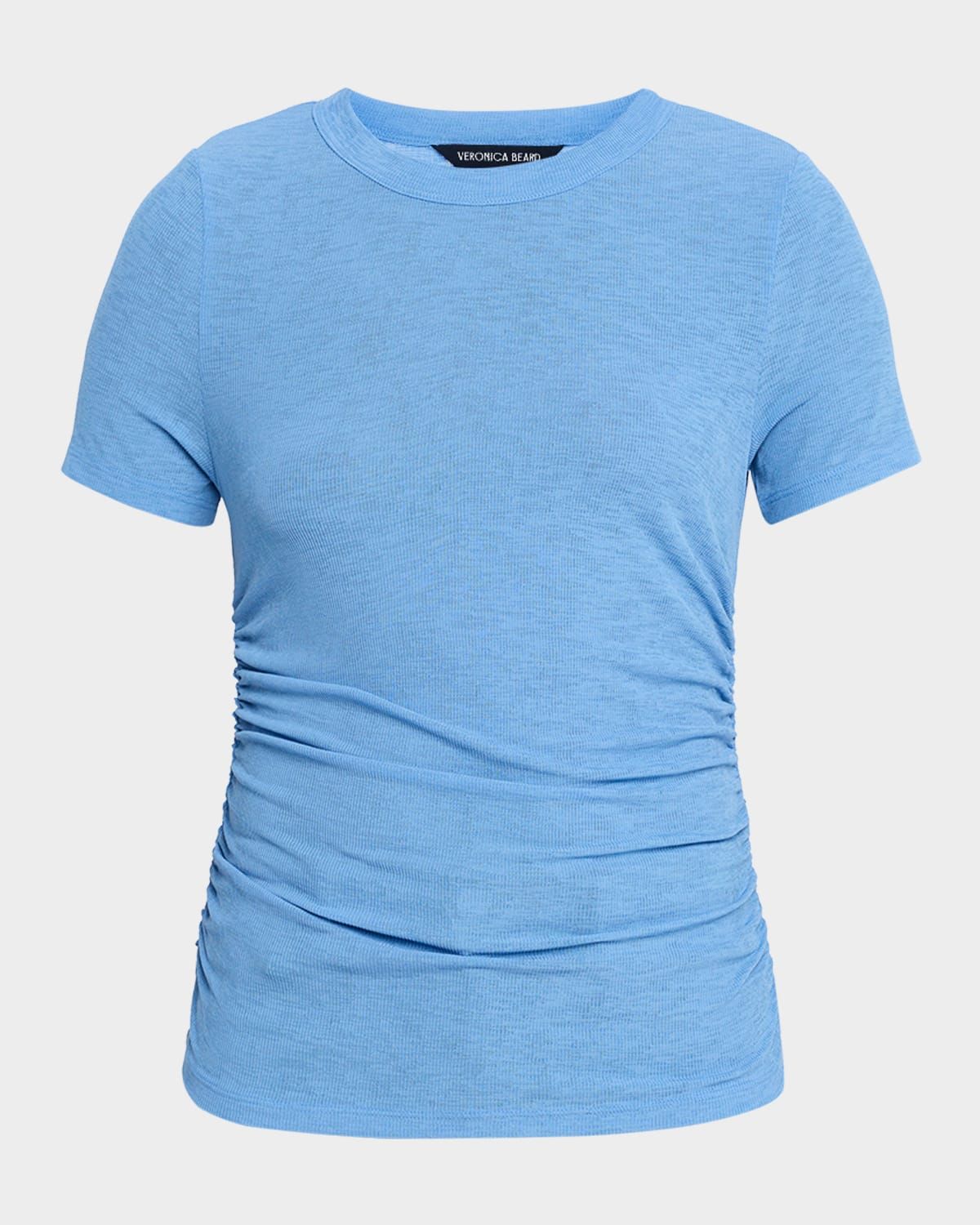 Ludovic Rib-Knit Ruched Tee