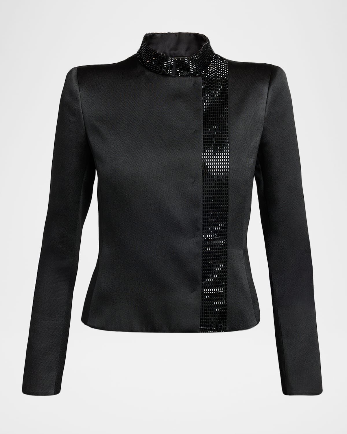 Embroidered Silk Single-Breasted Jacket