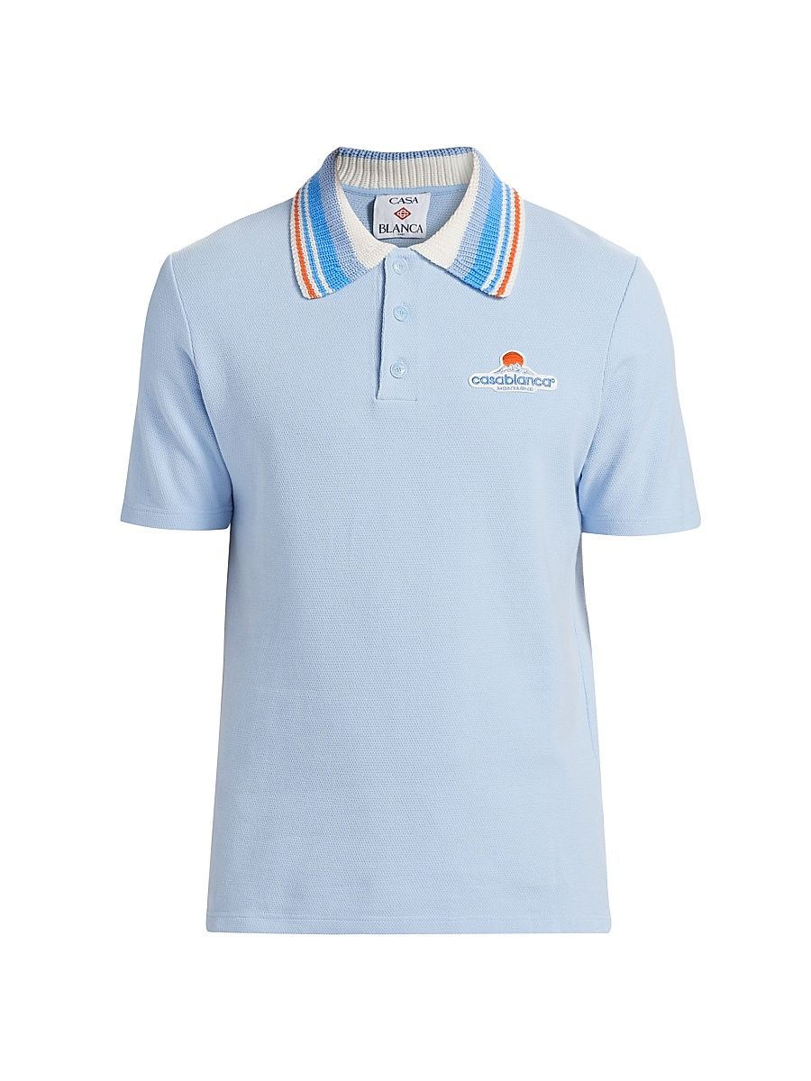 Men's Knit Collar Classic Polo Shirt - Pale Blue - Size XL