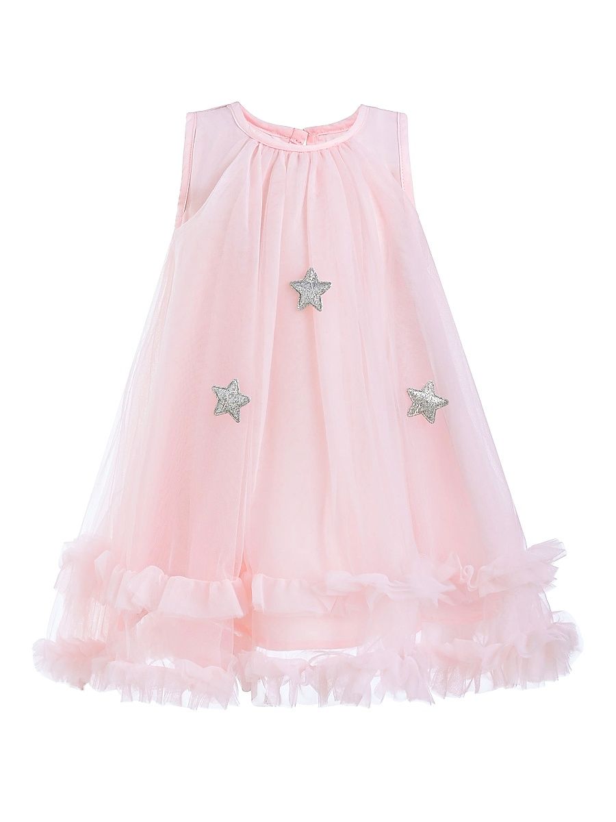 Little Girl's Sleeveless Star Ruffle Dress - Pink - Size 5