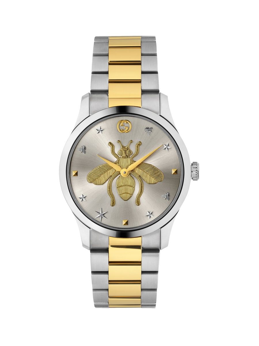 Gucci Men's G-Timeless Stainless Steel & Yellow Gold PVD Bee Motif Watch - Gold Silver