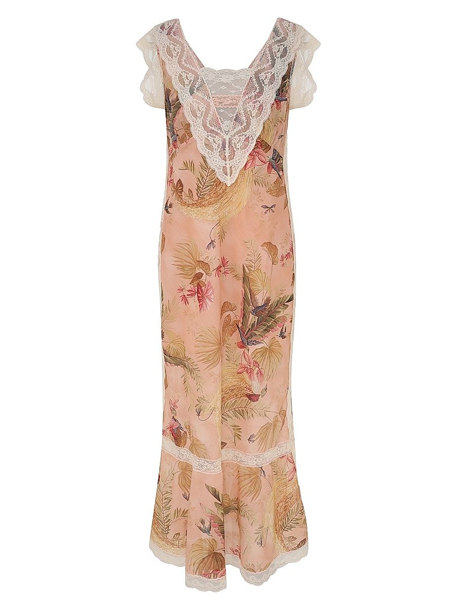 Women's Ascension Slip Midi-Dress - Pink Palm - Size 10