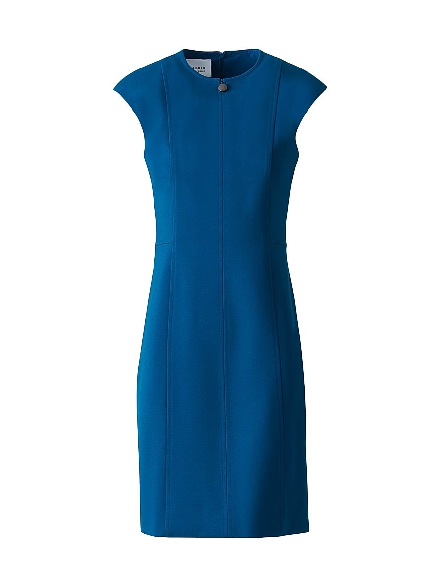 Women's Jersey Cap-Sleeve Sheath Dress - Deep Blue - Size 10