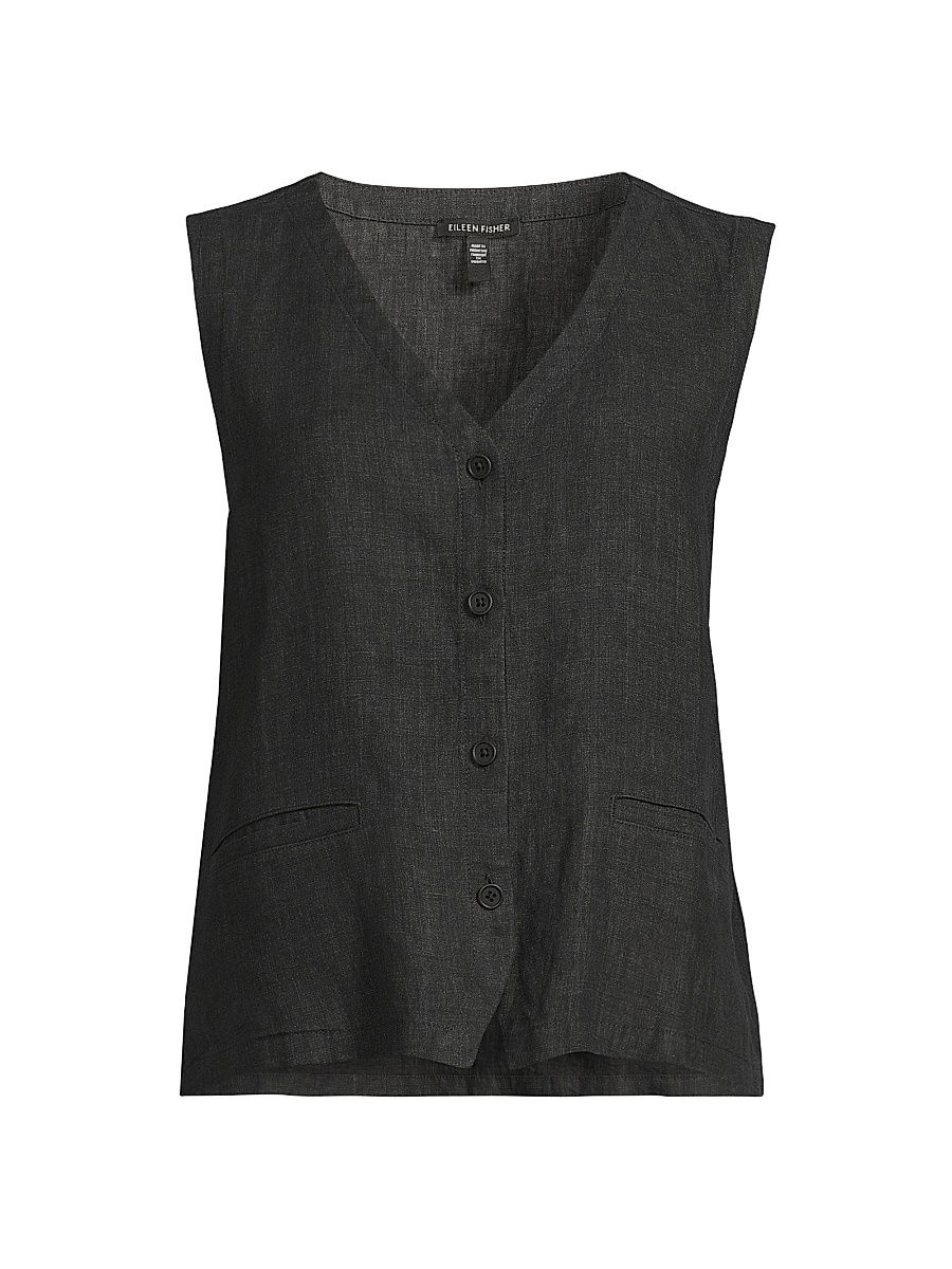 Women's V-Neck Back-Tie Vest - Graphite - Size Large