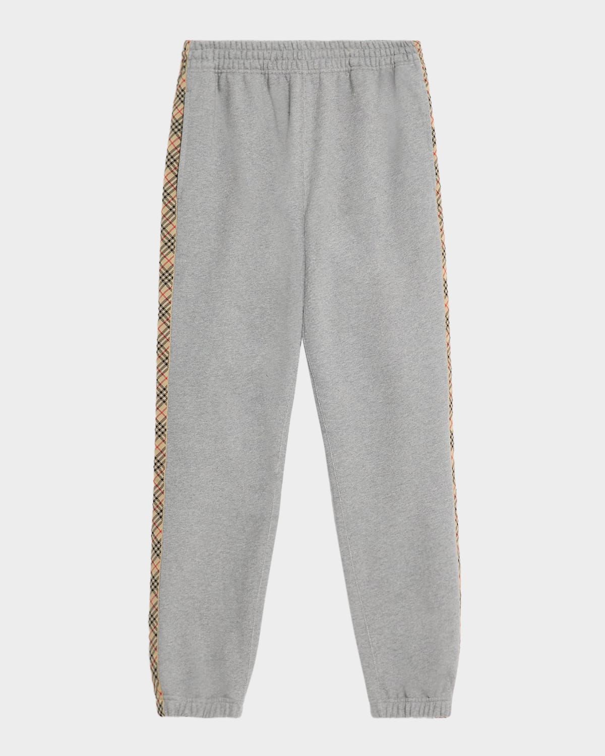 Men & apos;s Check Trim Cotton Jogging Pants