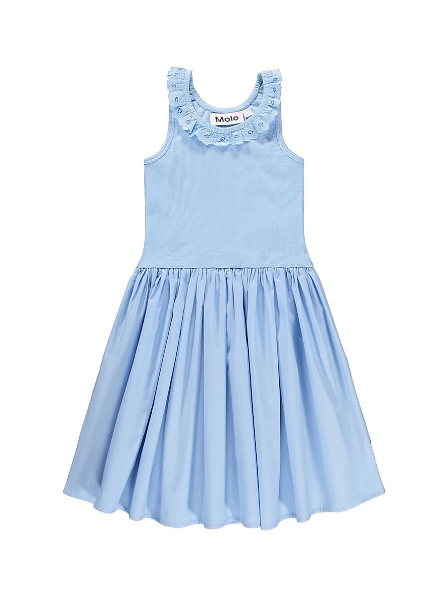 Little Girl's & Girl's Eyelet-Trimmed Ribbed Dress - Sparkling Sea - Size 11