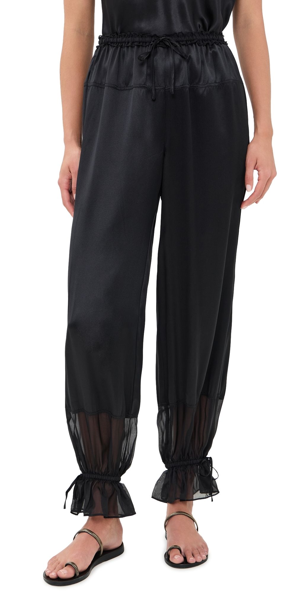 Ulla Johnson Camile Silk Cinched Pants Noir 14