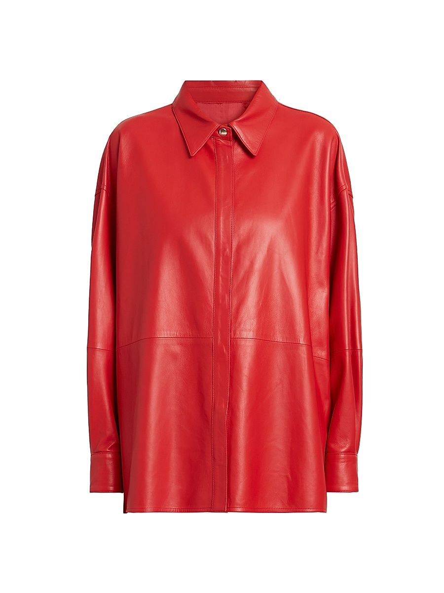 Women's Leo Leather Shirt - Red - Size 6