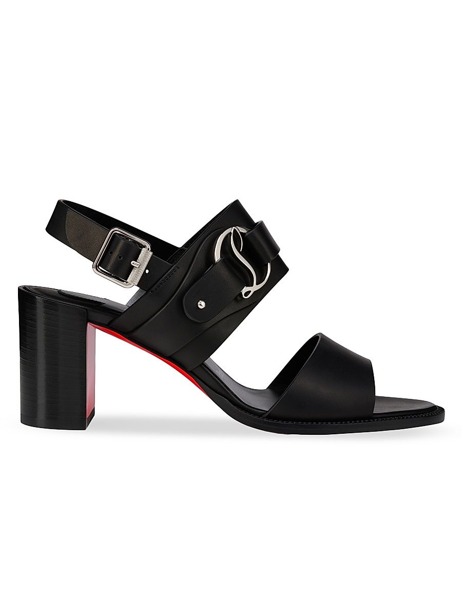 Christian Louboutin Women's Her in Roma Calf Leather Block Sandals - Black - Size 6
