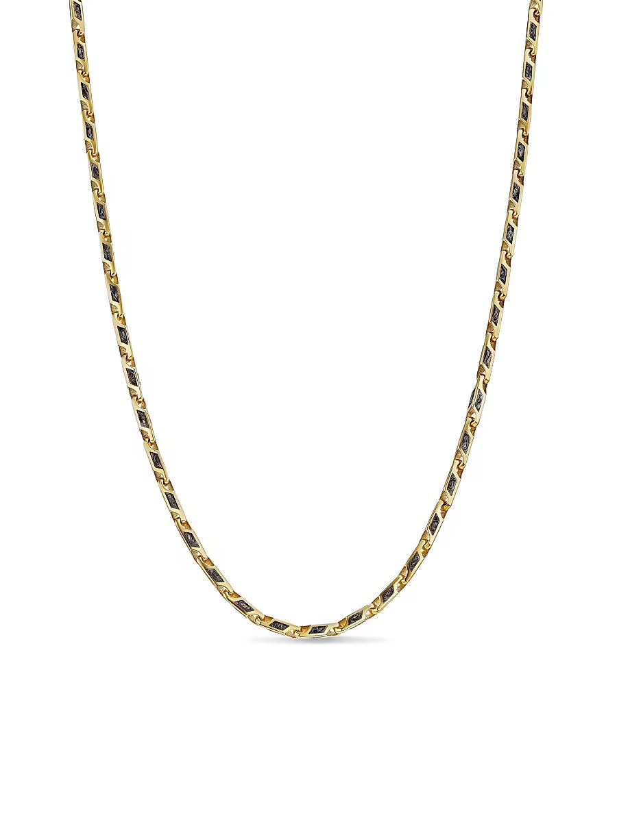 Men's Streamline Faceted Chain Necklace in 18K Yellow Gold - Forged Carbon - Size 22