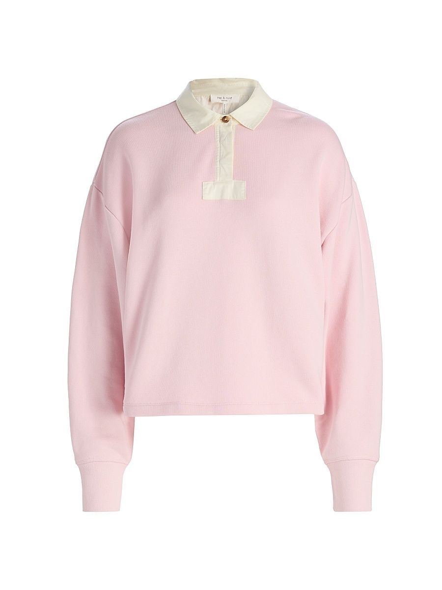 Women's Vintage Terry Oversized Polo Sweatshirt - Peony - Size XS