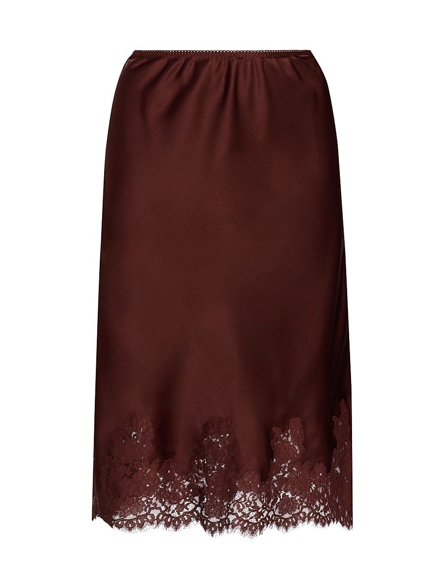 Women's Elowette Silk & Lace Midi-Skirt - Cafe Brun - Size XS