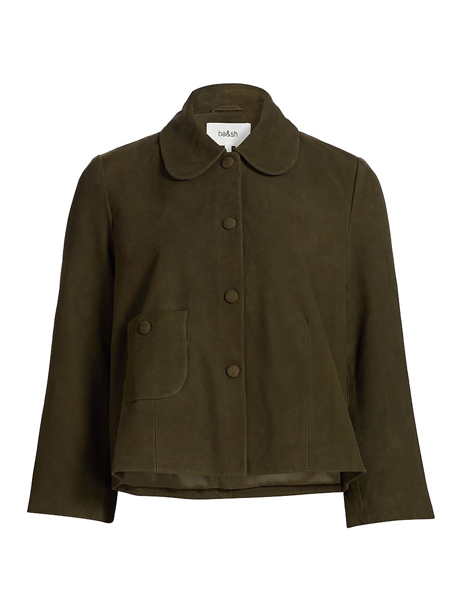 Women's Milos Leather Jacket - Khaki - Size XS