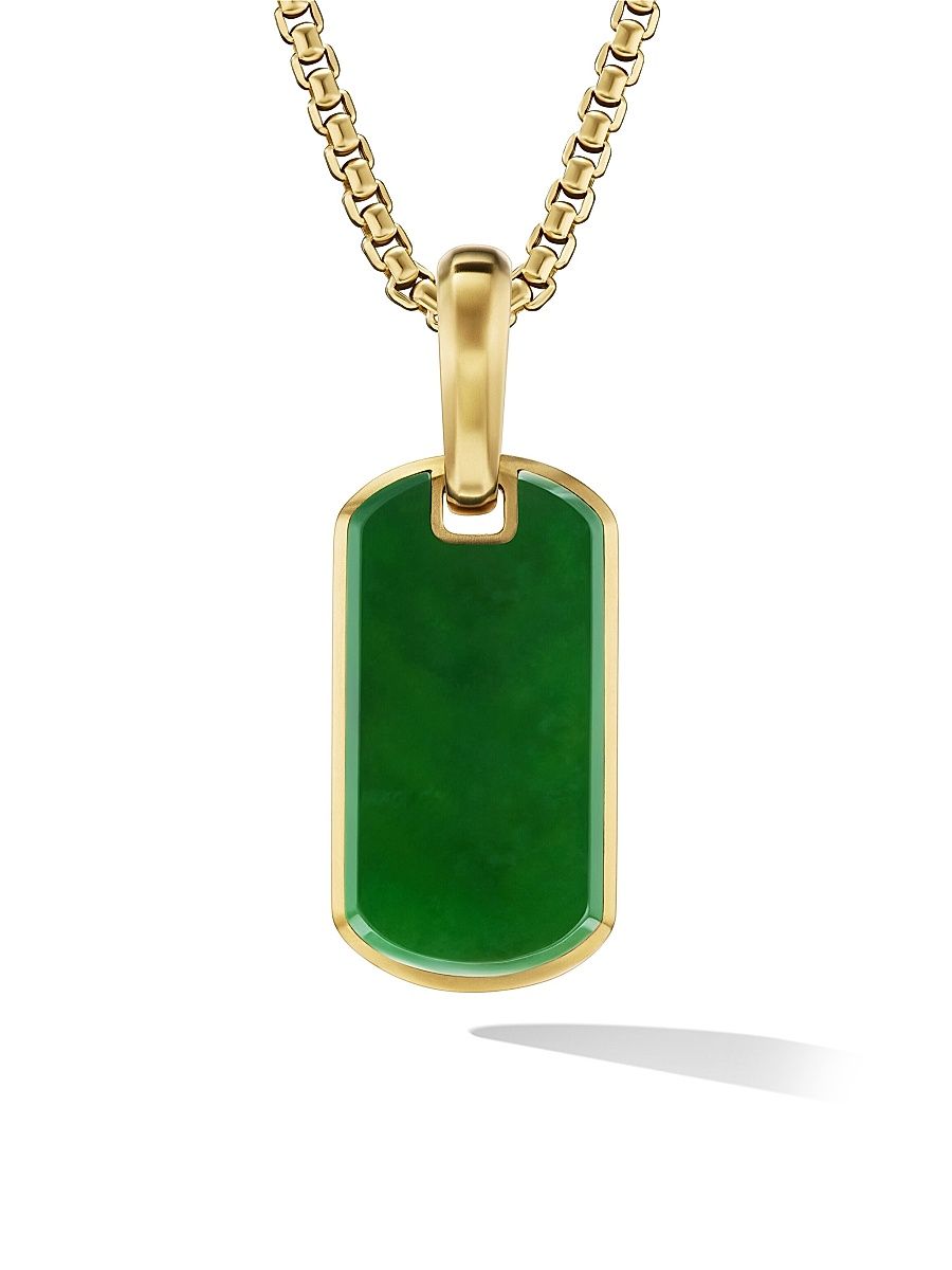 Men's Chevron Tag in 18K Yellow Gold - Nephrite Jade