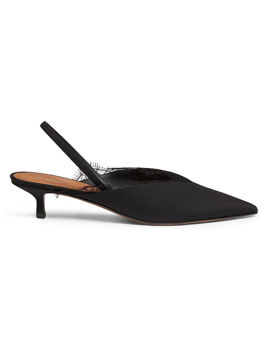 Women's Irena 40MM Crepe de Chine Slingbacks - Black - Size 7