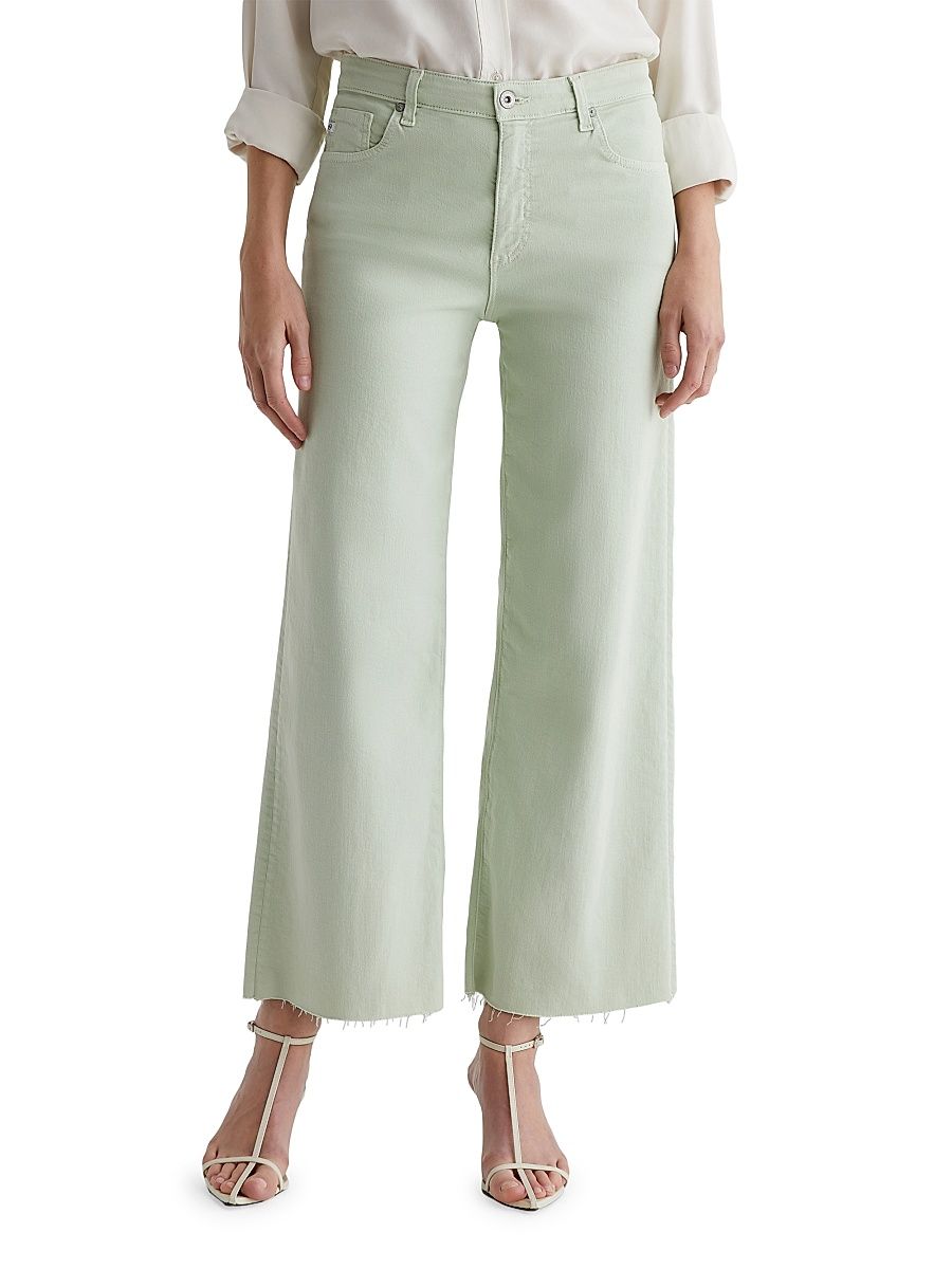 Women's Saige Frayed Wide-Leg Crop Pants - Pistachio - Size 25