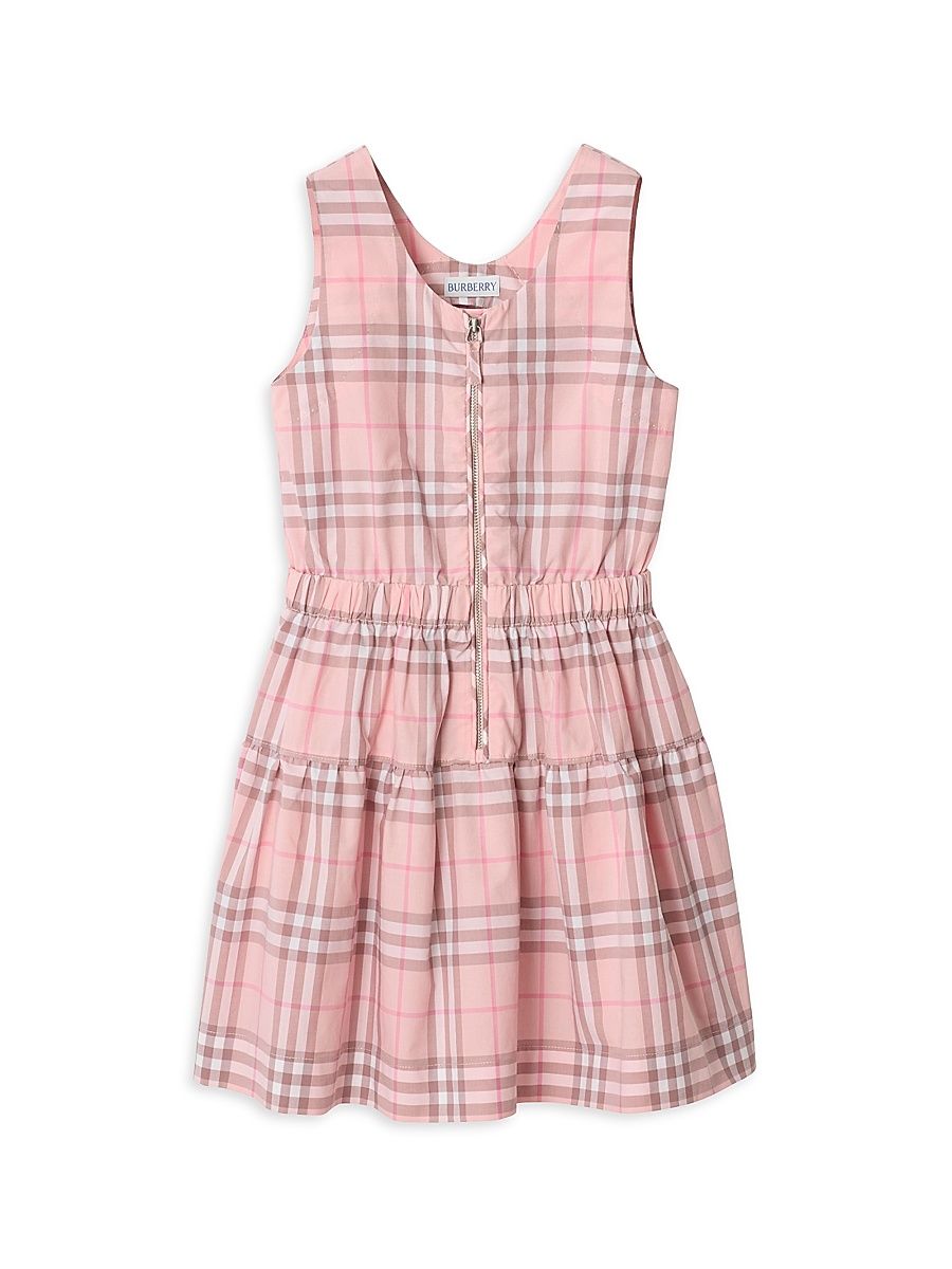 Little Girl's & Girl's Raven Check Zip-Front Dress - Peony Pink - Size 8