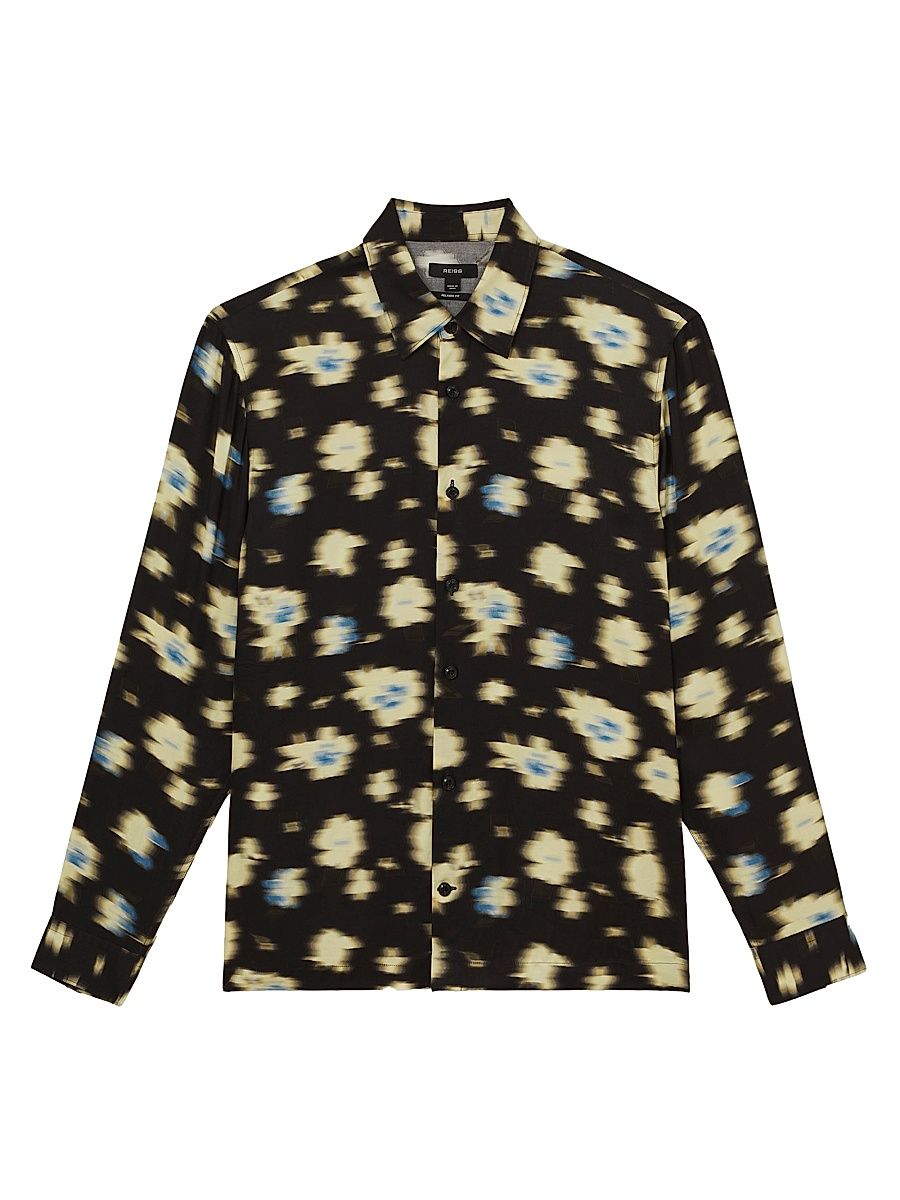 Men's Petal Blurred Floral Shirt - Black - Size XL