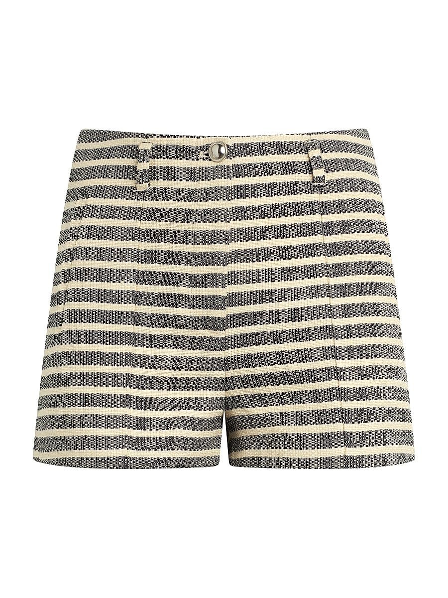 Women's The Frankie Striped Tailored Shorts - Midnight Ecru - Size 8