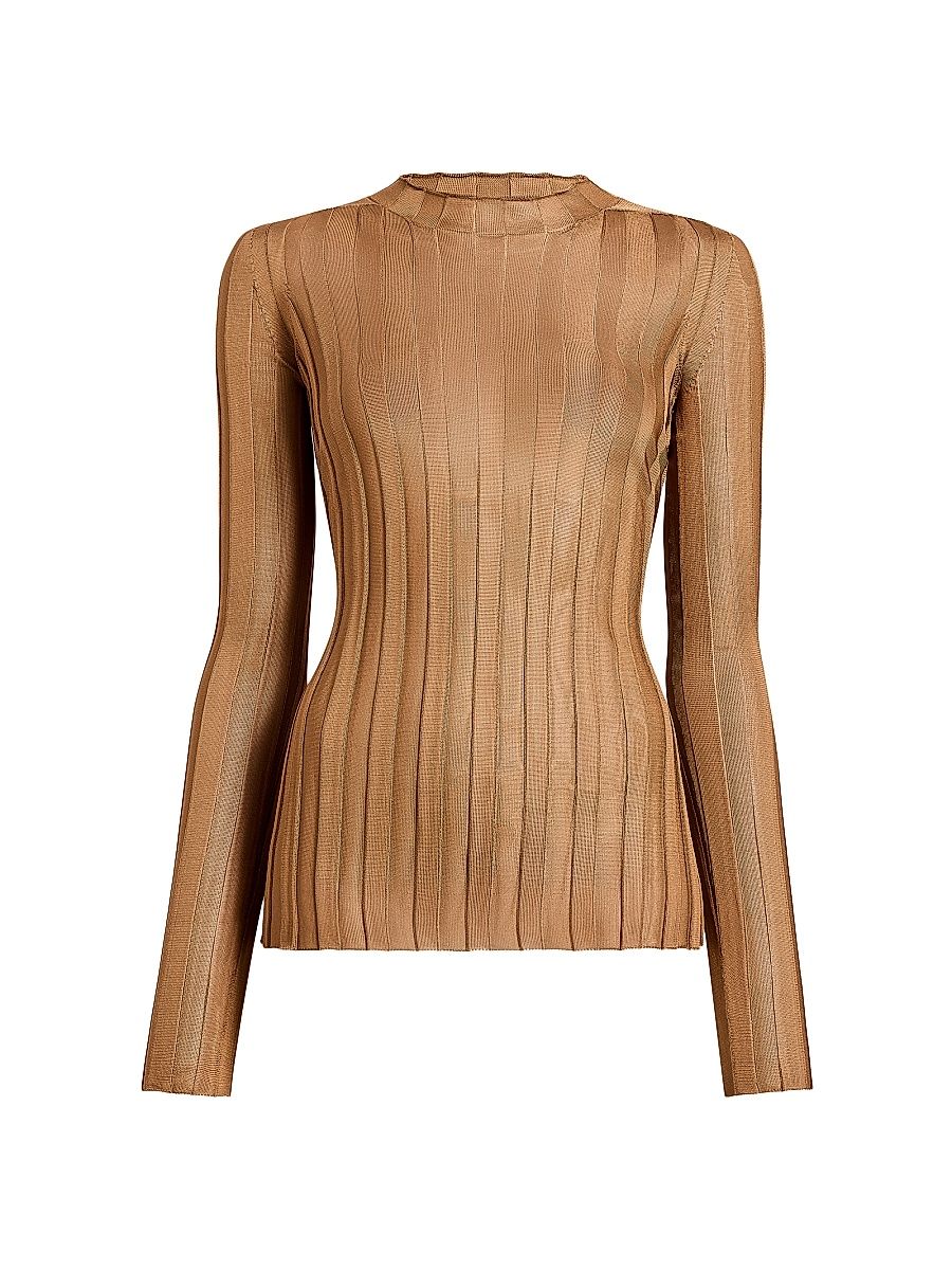 Women's Cosette Ribbed Satin Top - Almond - Size Large