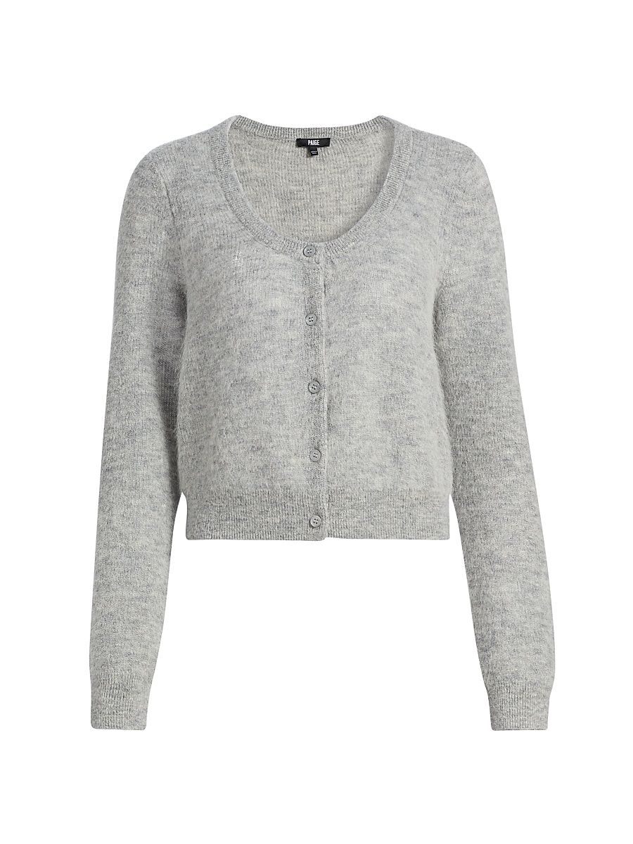 Women's Fortuna Alpaca-Wool Crop Cardigan - Heather Grey - Size XL