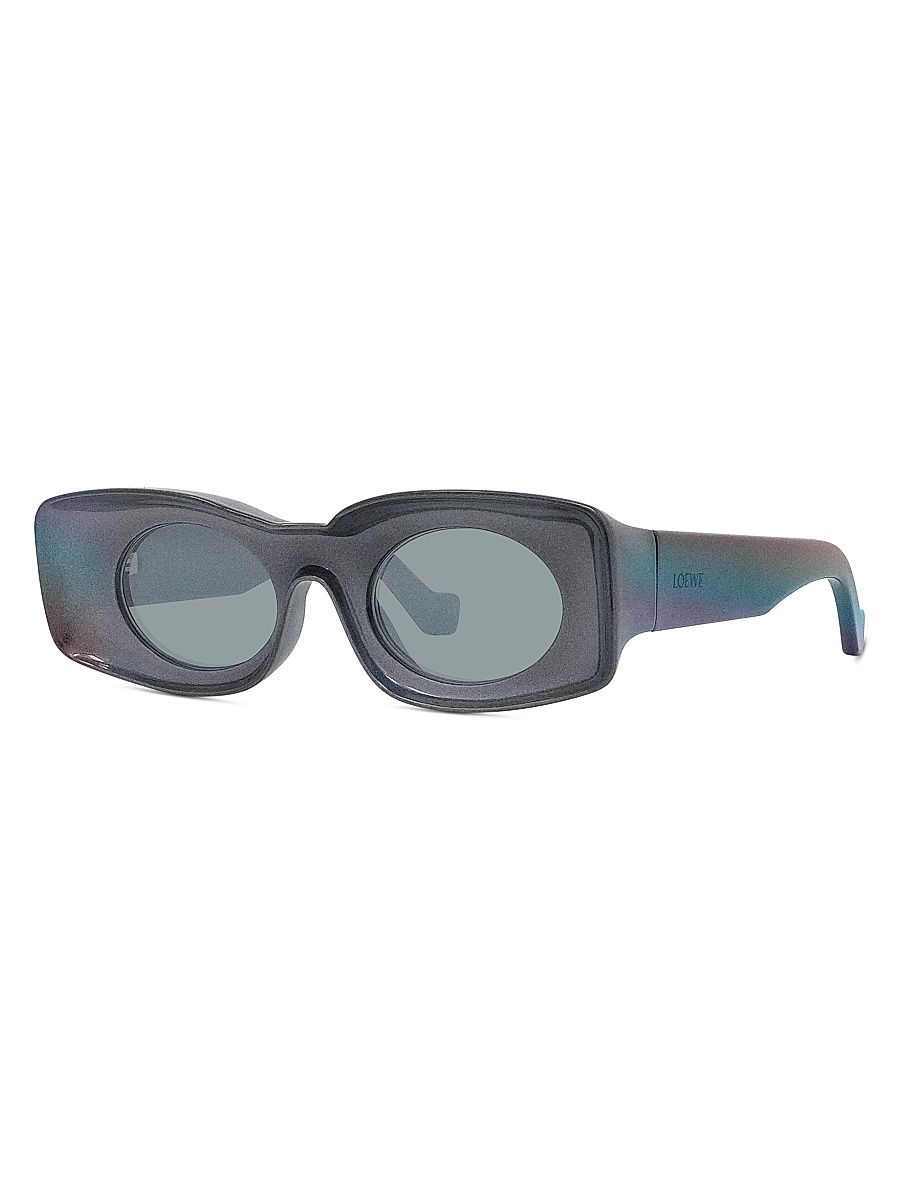 Men's LOEWE x Paula's Ibiza 49MM Square Sunglasses - Black Sparkle Blue Mirror