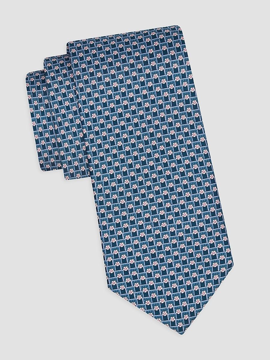 Men's Tournament Print Silk Tie - Verde Bottiglia