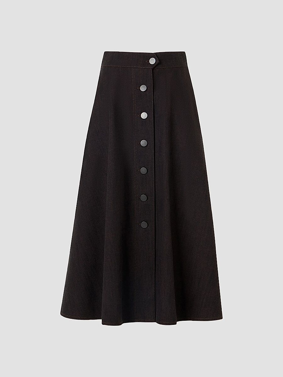 Women's Denim Midi Skirt - Espresso - Size 16