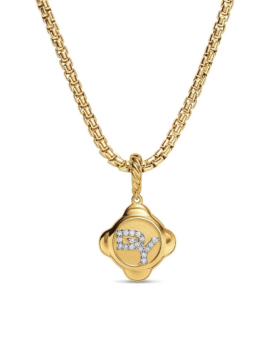 Women's Cable Collectibles DY Logo Amulet in 18K Yellow Gold with Diamonds, 13.7MM - Diamond