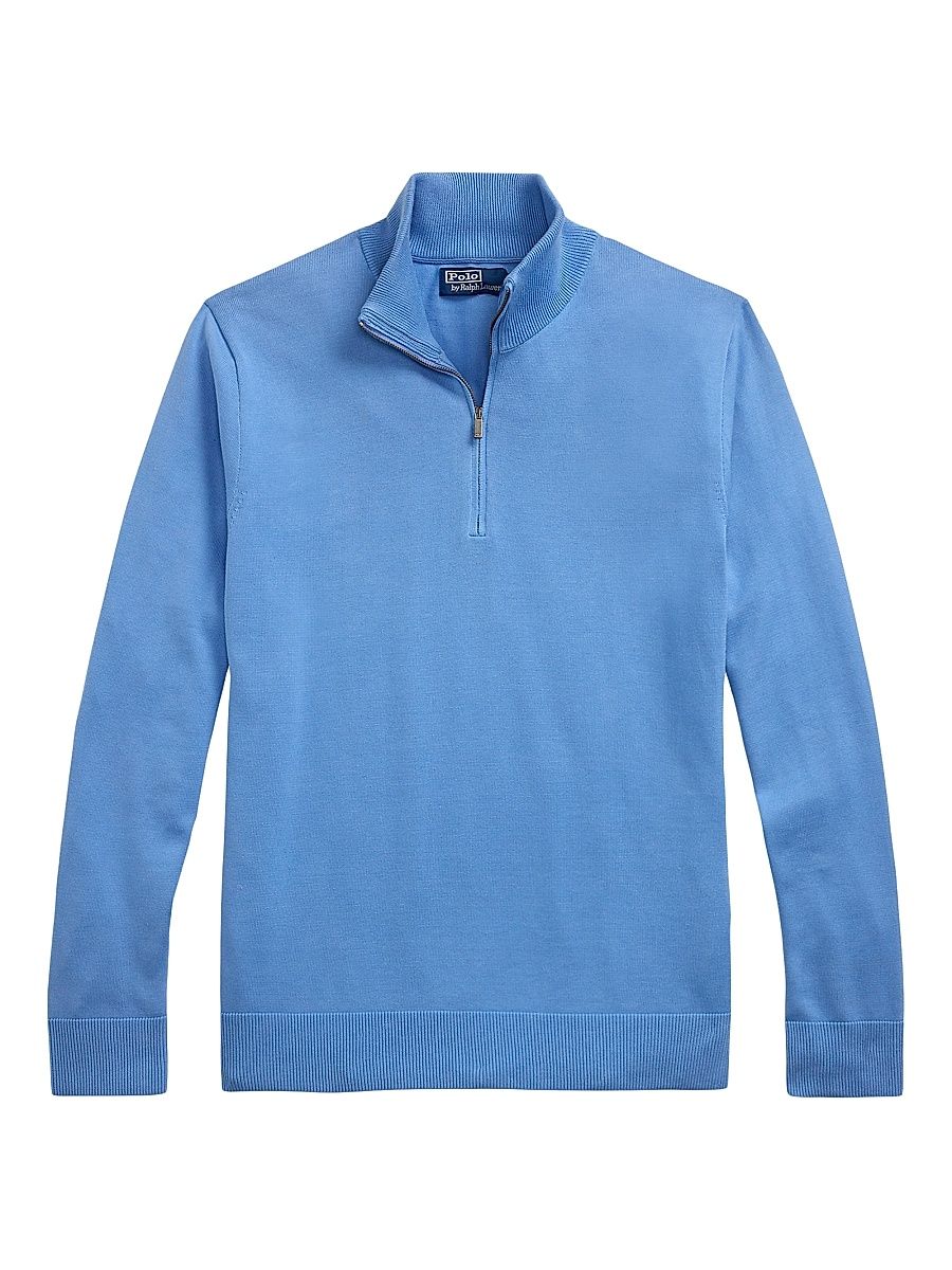 Men's Cotton Quarter-Zip Sweater - Bristol Blue - Size XXL