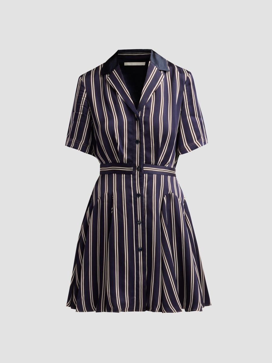 Jason Wu Collection Women's Striped Mini Shirtdress - Deep Navy Multi - Size 12