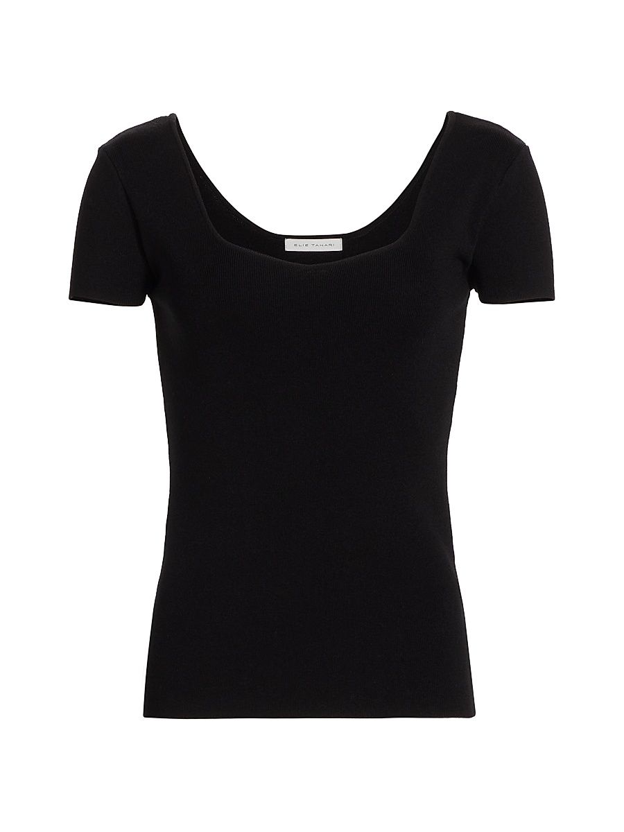 Women's The Valentina Rib-Knit Top - Noir - Size XL