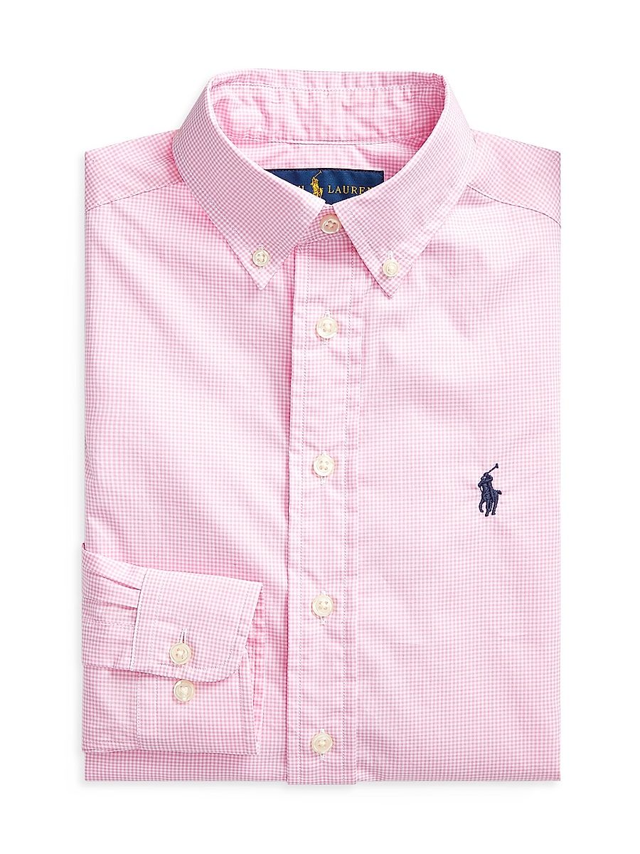 Little Boy's & Boy's Broadcloth Gingham Print Long-Sleeve Dress Shirt - Pink Multi - Size 7