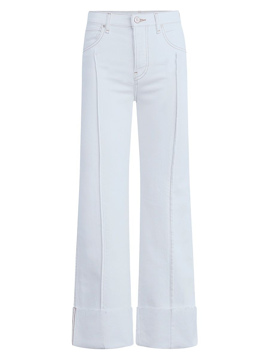 Women's Rosie High-Rise Pintucked Wide-Leg Jeans - White - Size 34
